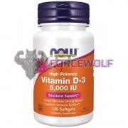 Vitamin D3 (120 шт по 5000 МЕ: международных единиц), NOW Foods